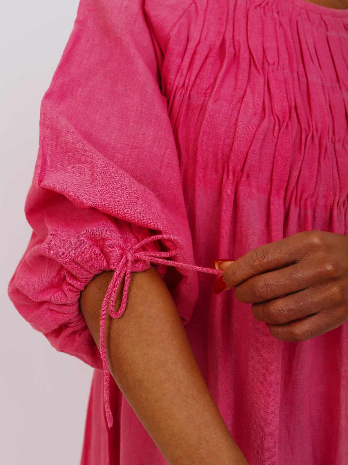 Balloon sleeve Bubble pink dress