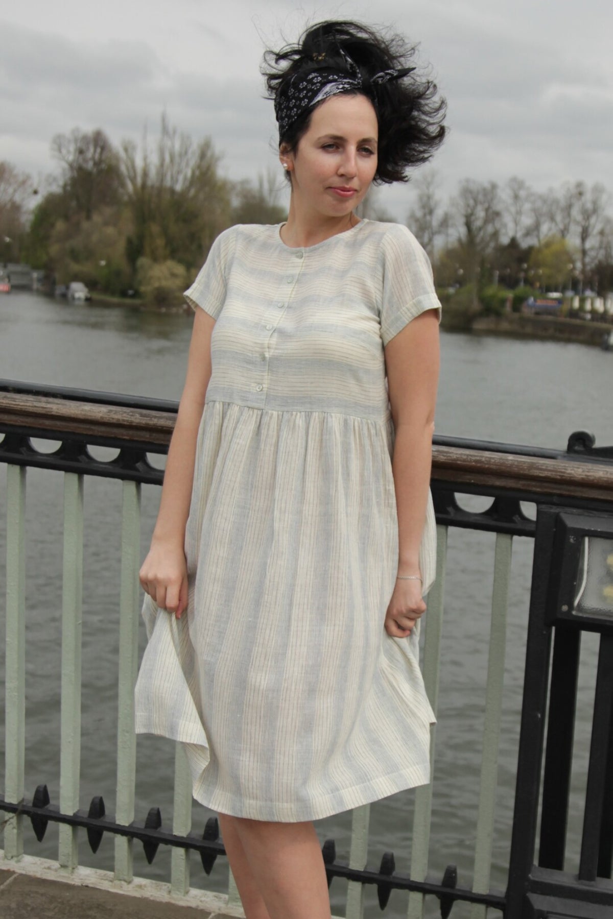 short sleeve pinstripe dress ASOS DESIGN short sleeve mini dress with ruched tie waist detailing in black pinstripes